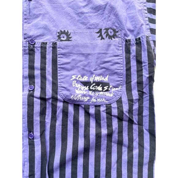 Coda Streetwear Purple and Black Short Sleeve Button Down Size XL - Picture 2 of 7
